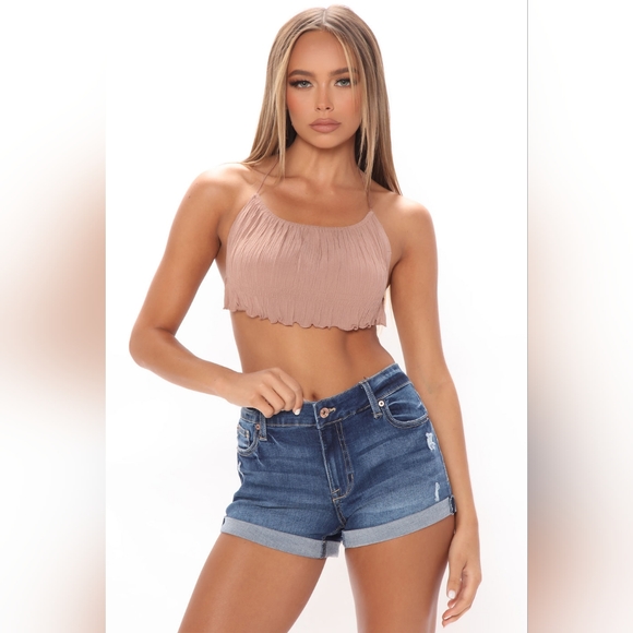 Fashion Nova Tops - CROP TOP- TAUPE  L